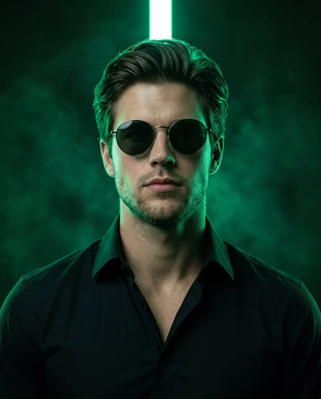 Emerald Neon Editorial Portrait