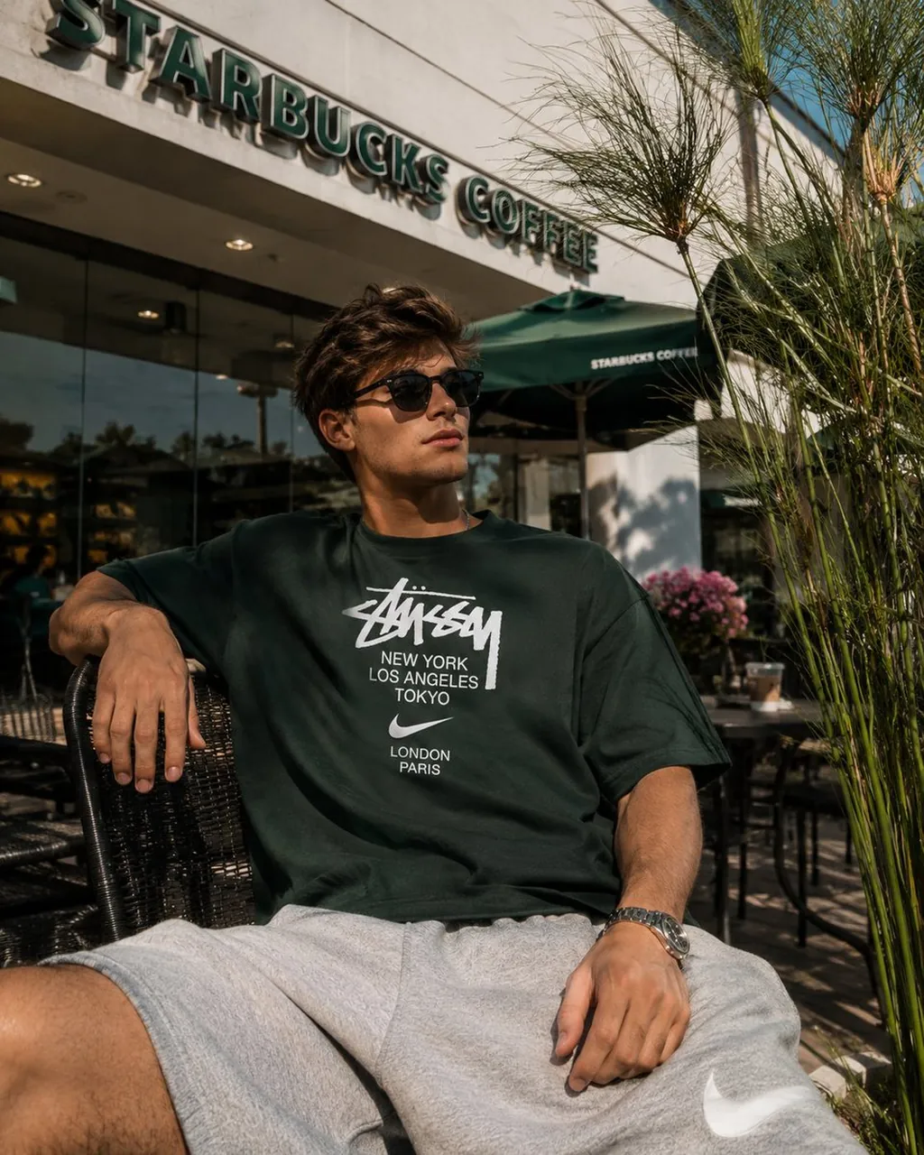 An ultra-realistic lifestyle fashion photograph of a confident