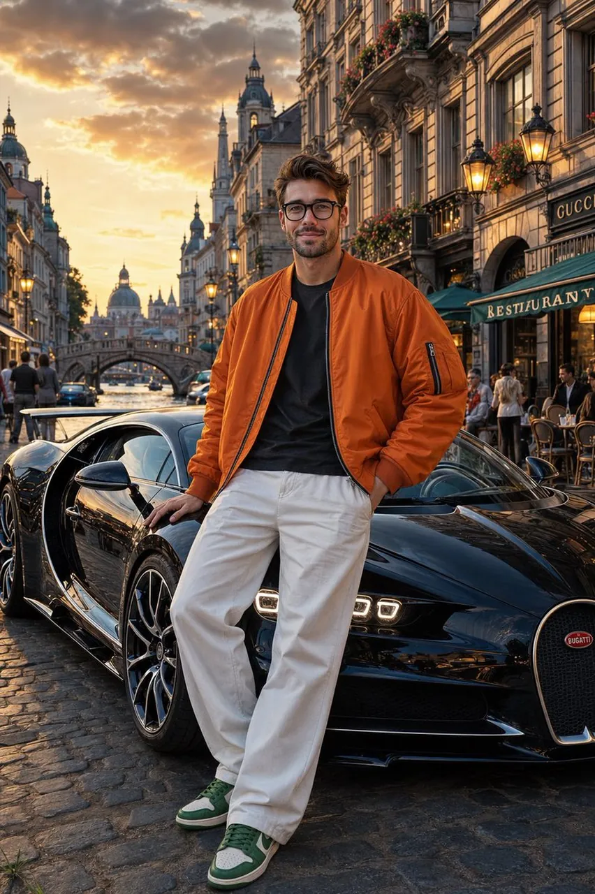 Ultra-realistic cinematic full-body portrait of the same man from
