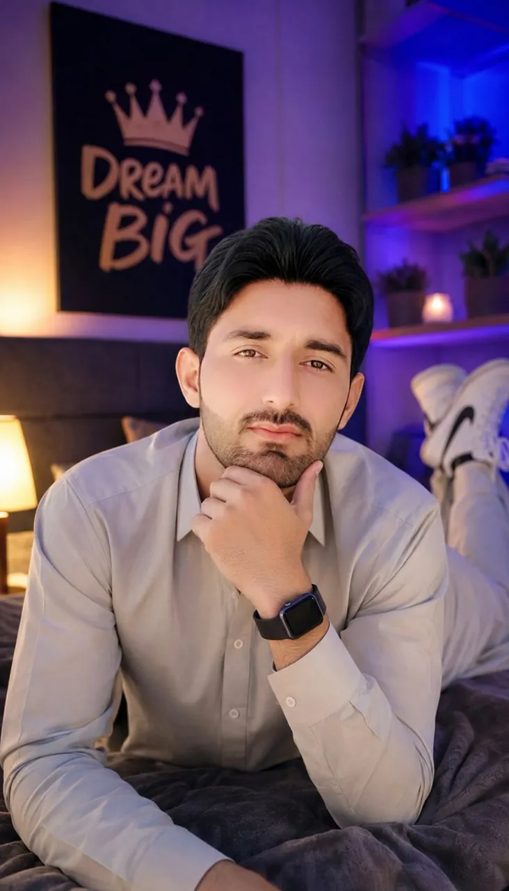 Stylish Young Man in Modern Bedroom