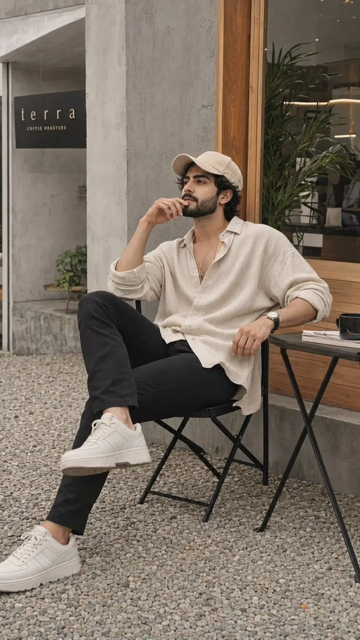 Minimalist Streetwear Cafe Portrait