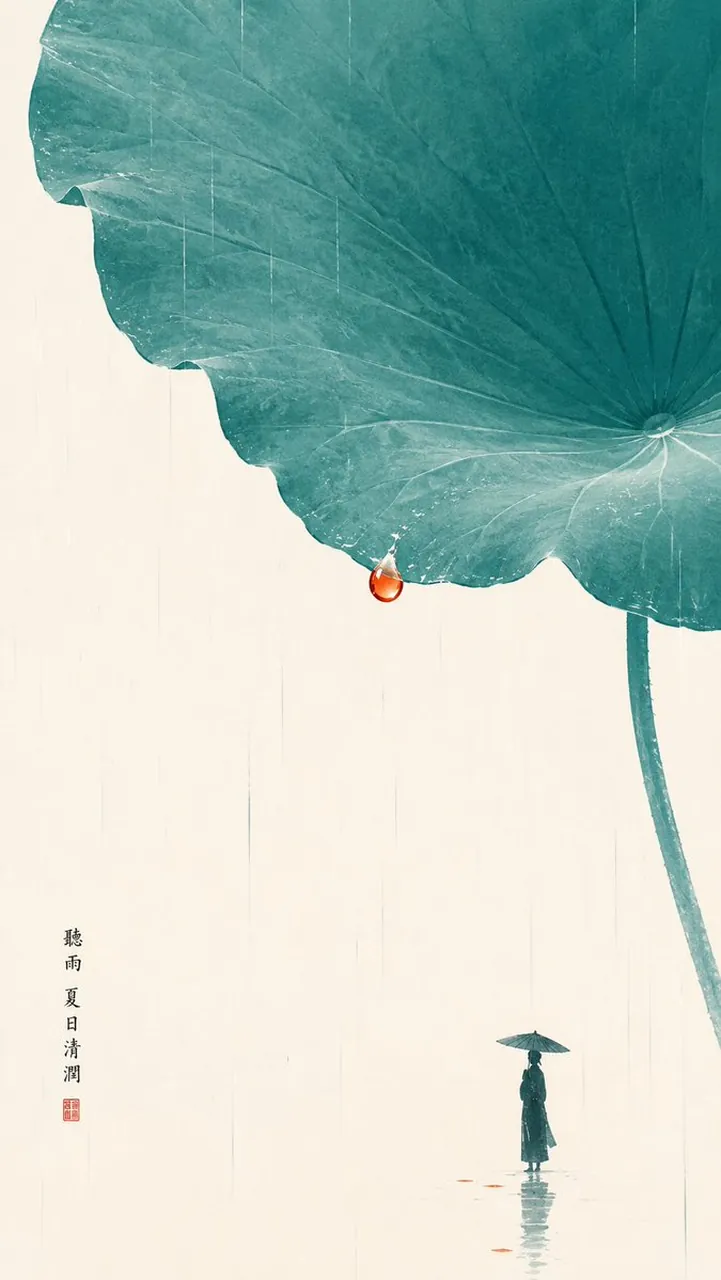 Minimalist Zen Summer Rain Art