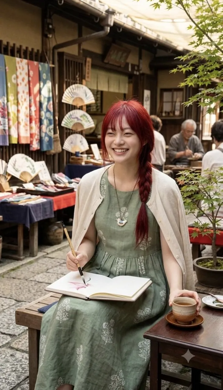 Joyful Artistic Moments in a Japanese Market