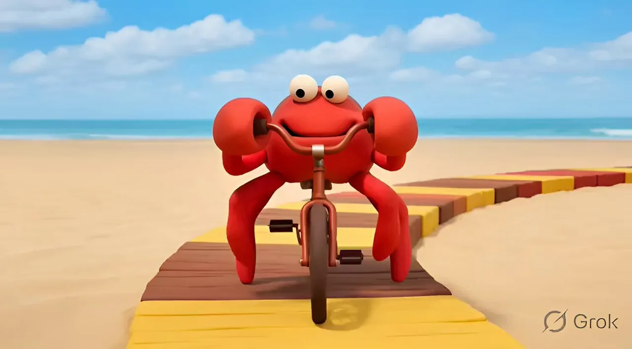 Clay Crab Bicycle Scene