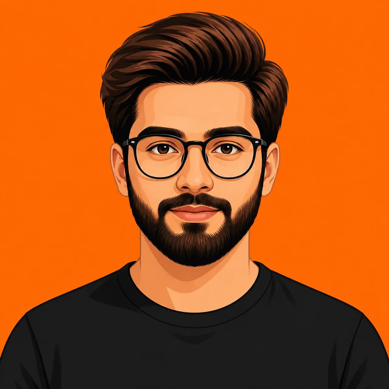 Create a clean, front-facing vector avatar of a young man in a