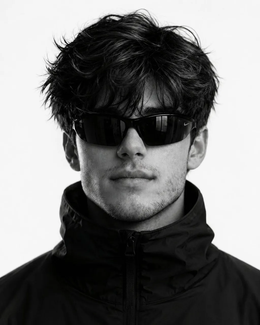 Close-up black and white fashion portraits using the uploaded