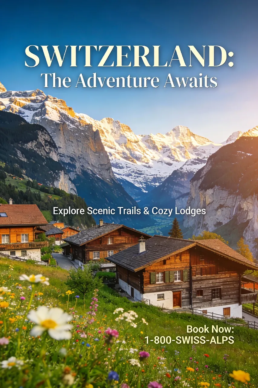 Aspirational Swiss Alps Travel Poster