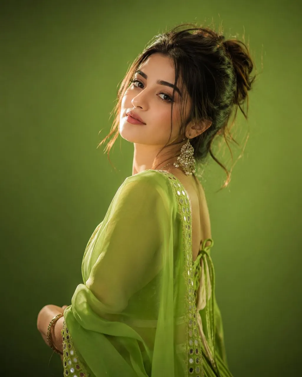Elegant grace in vibrant green.