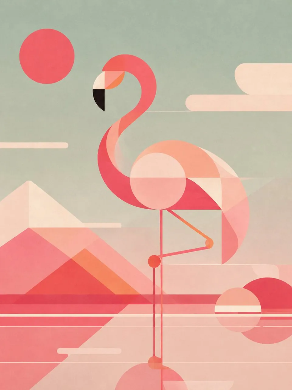 Abstract Geometric Flamingo Poster