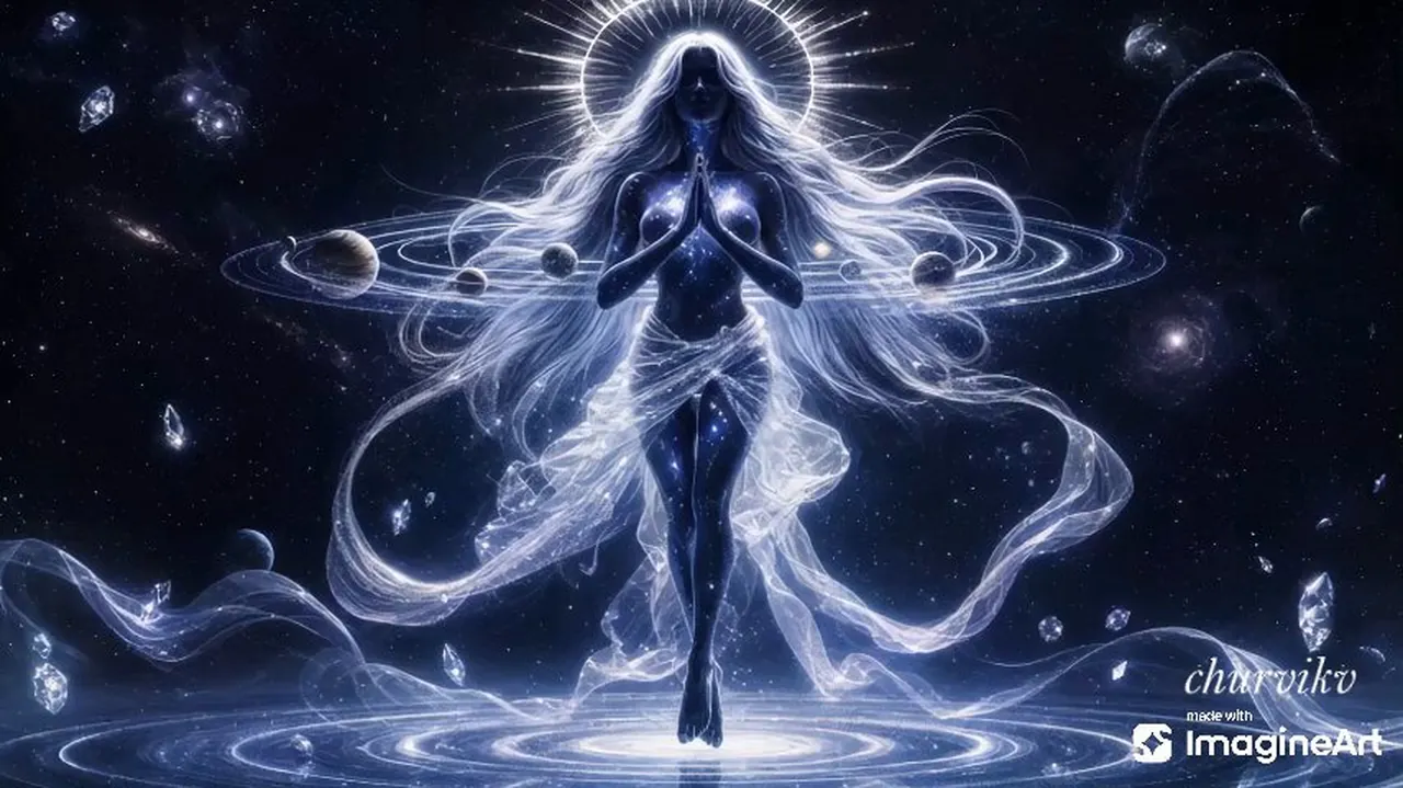 Cosmic Deity Floating in Deep Space