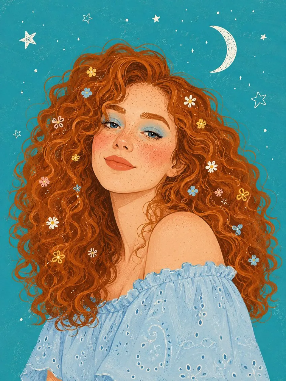 Create a charming illustrated portrait inspired by a real photo of