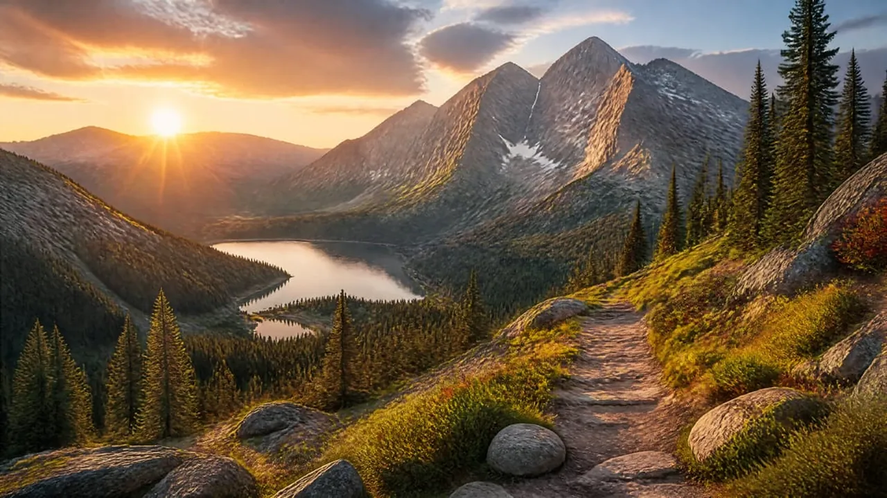 Golden Hour Alpine Trail Landscape