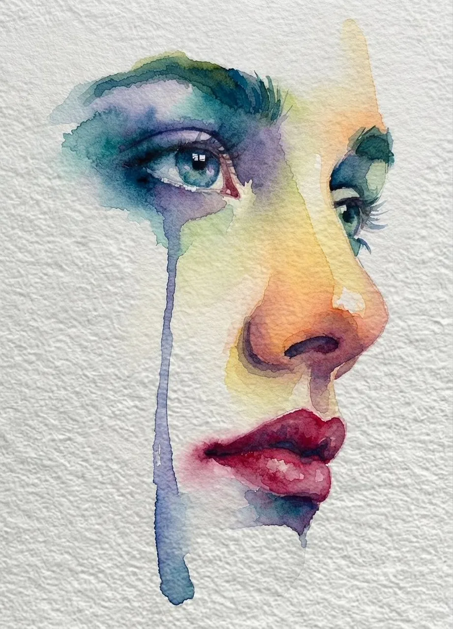 Emotional watercolor art of grief.