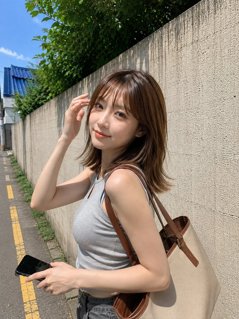 Ultra-realistic candid outdoor smartphone photograph of a young