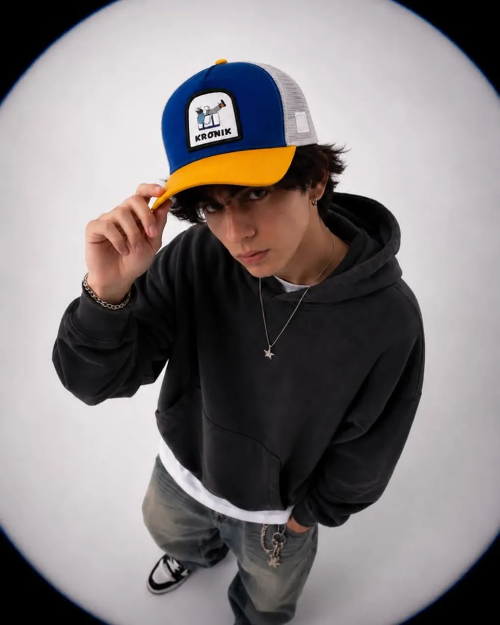 Camera: 8mm fisheye lens, high angle, top down perspective, f/2.8
