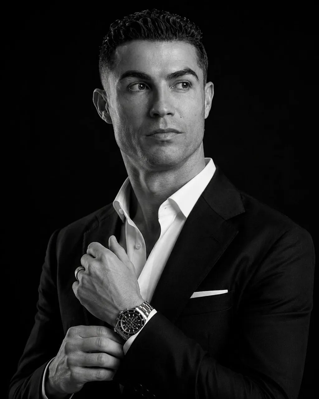 Cinematic Black and White Luxury Suit Portrait