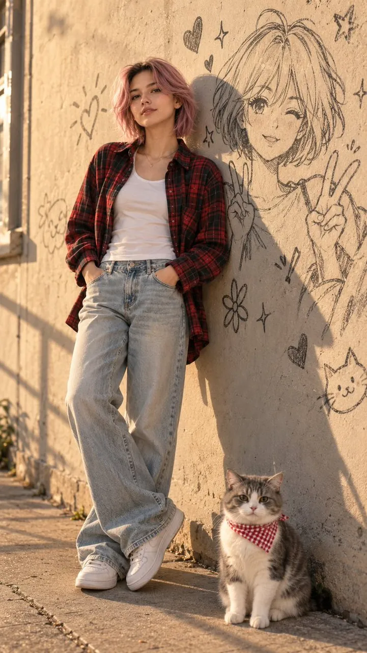 Pastel Pink Bob Doodle Wall Street Fashion Photo