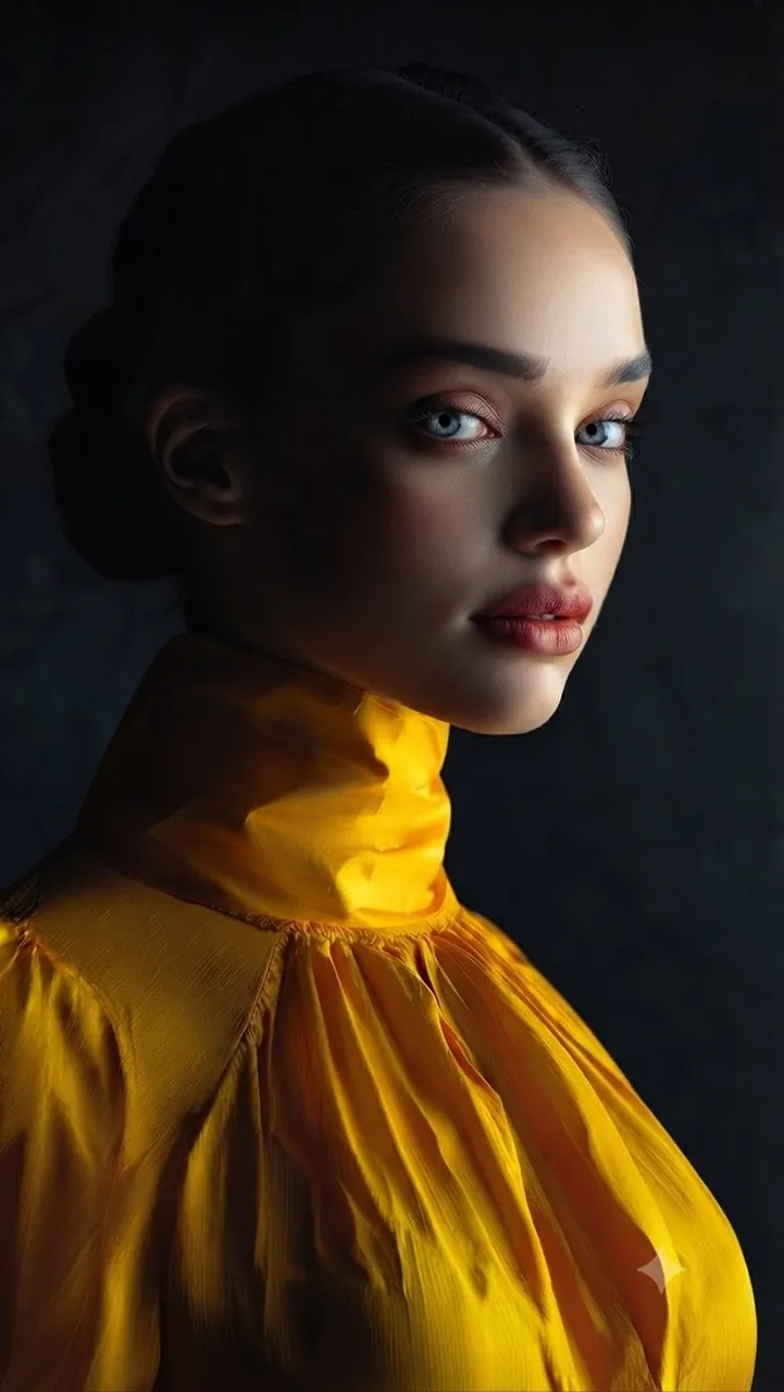 Dramatic portraits in yellow silk