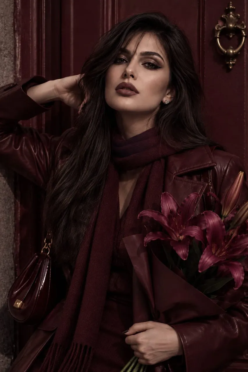 Monochromatic Burgundy Fashion Editorial