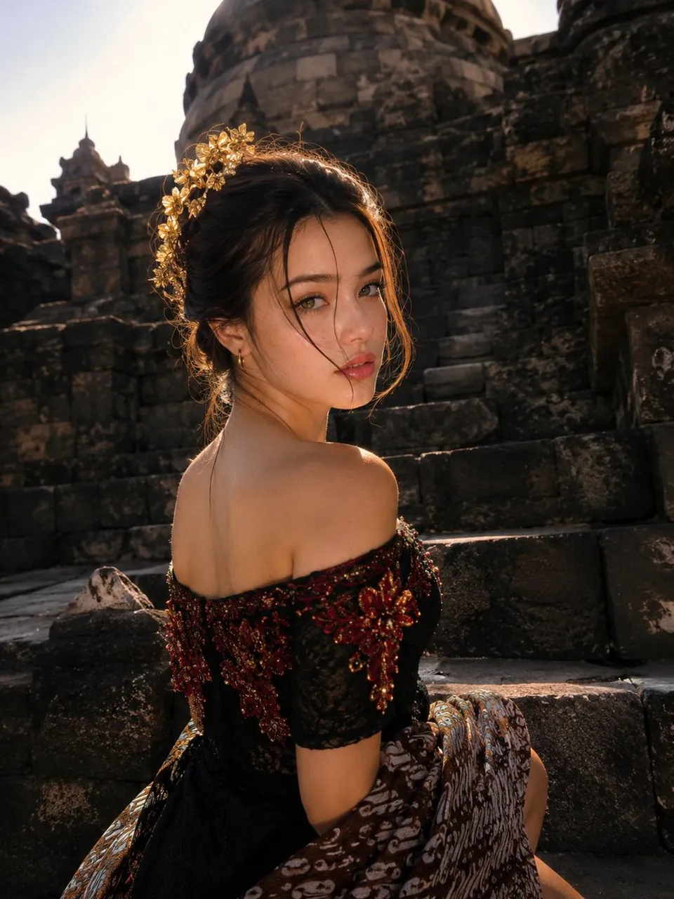 Ancient Buddhist Temple Steps Travel Portrait