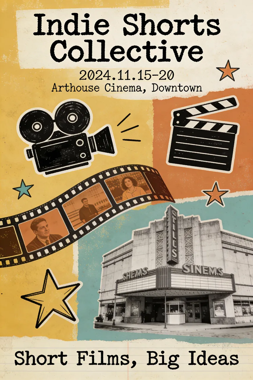 Skurriles Plakat für ein Independent-Kurzfilmfestival
