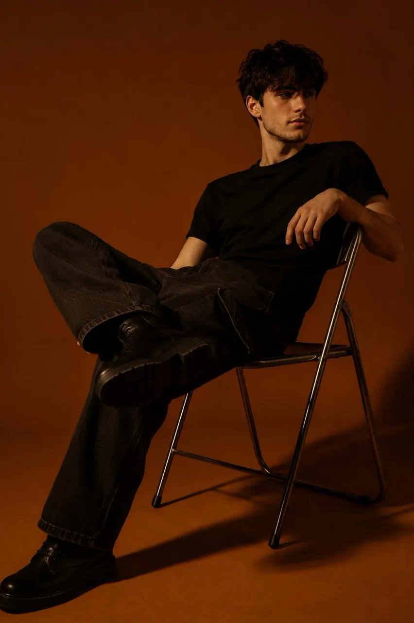 Dark Orange Studio Portrait