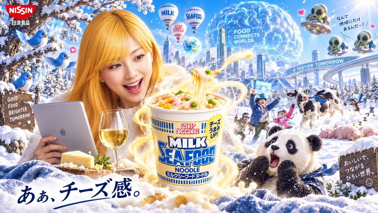 Surreal Milk Seafood Noodle Ad
