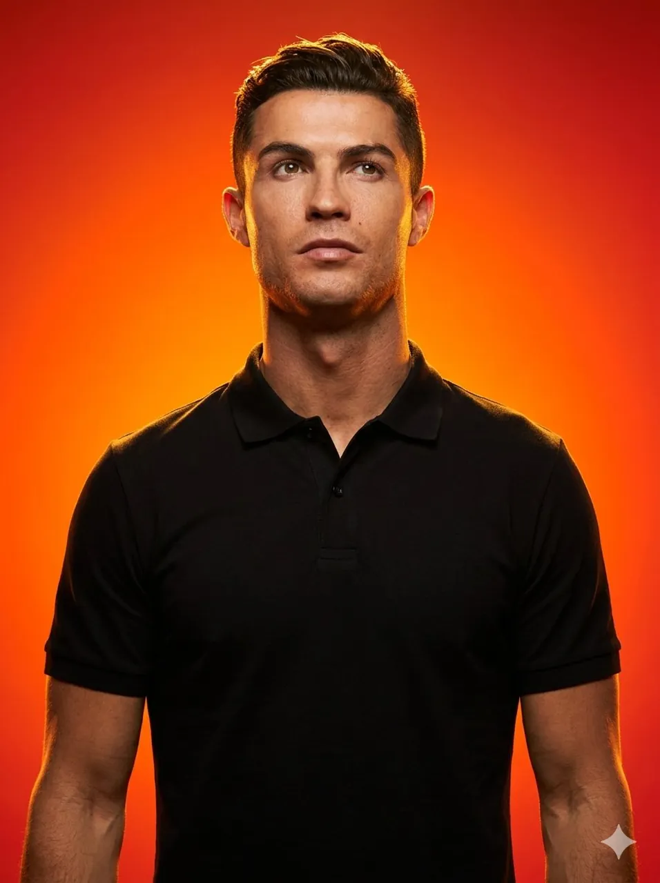 Studio portrait with fiery gradient background
