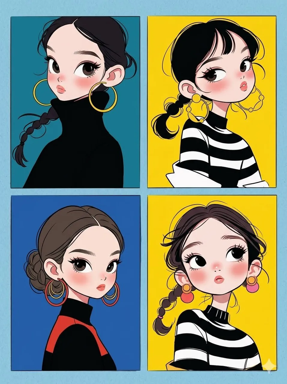 Korean Webtoon Chibi Girl Collage