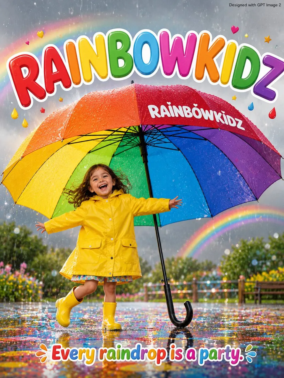歡樂雨天兒童廣告海報