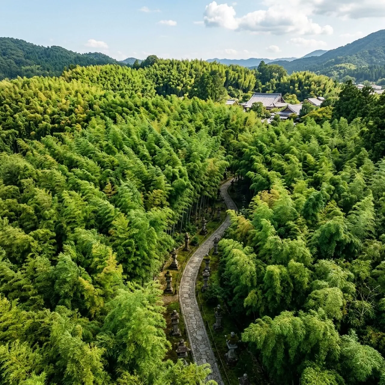 Realistic Aerial Bamboo Grove Landscape