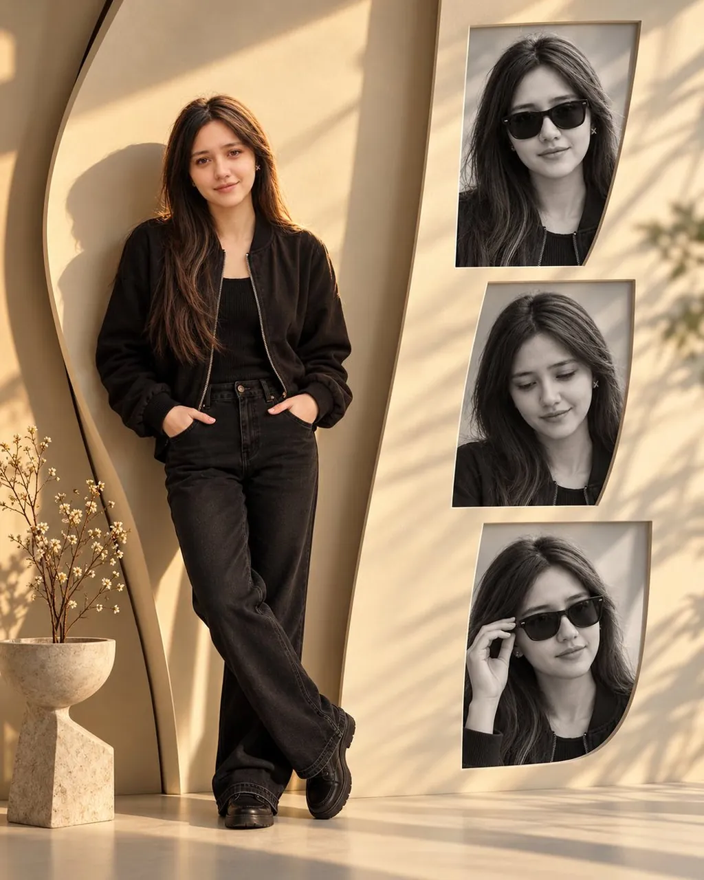 Create a premium ultra-realistic vertical 4:5 fashion portrait