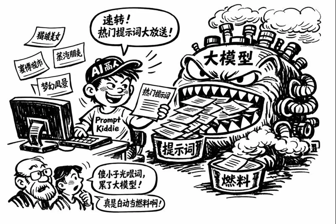 生成华君武风格讽刺漫画