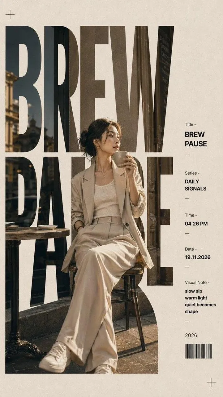 Modern editorial poster design featuring a stylish young woman in