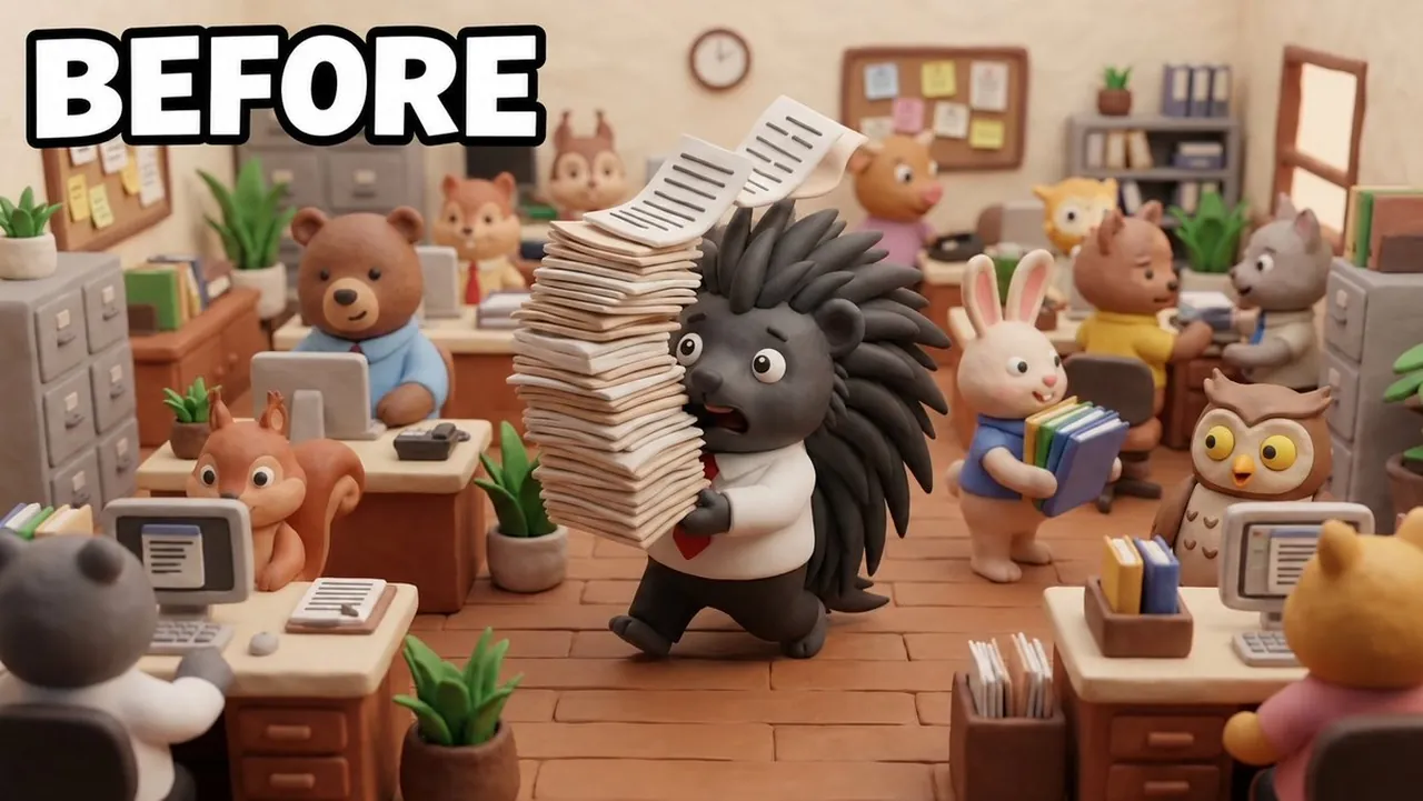 Claymation Animal Office Before Scene