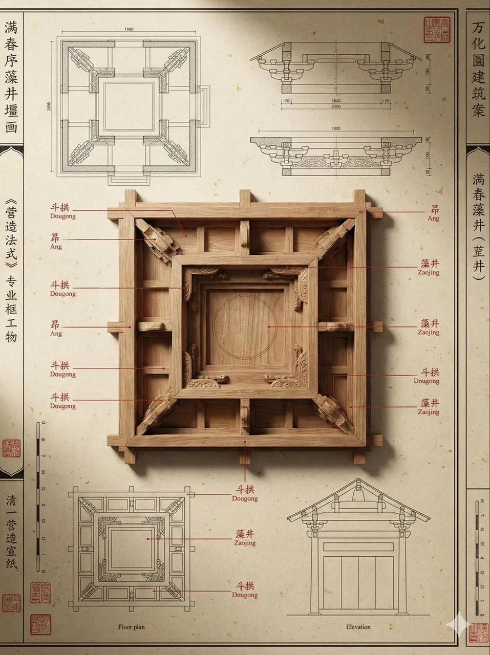 Simulation des Archivs architektonischen Designs der Qing-Dynastie