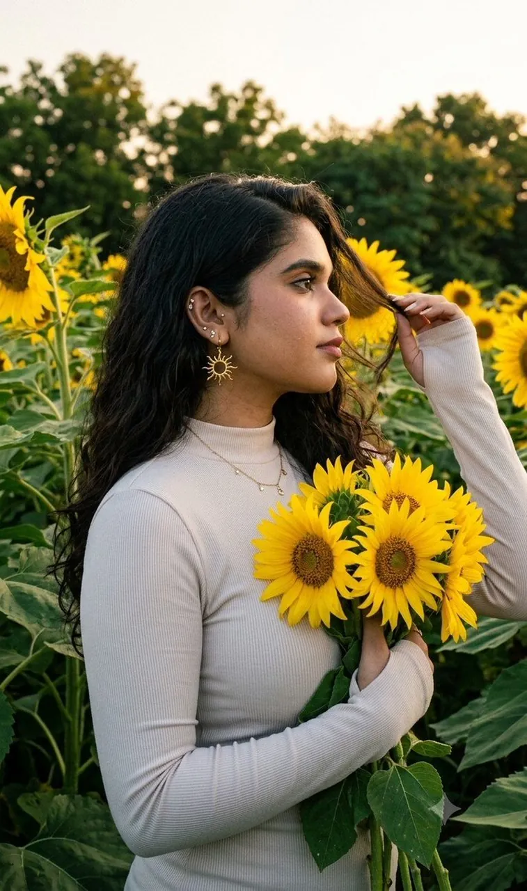 Sunflower Field Portrait