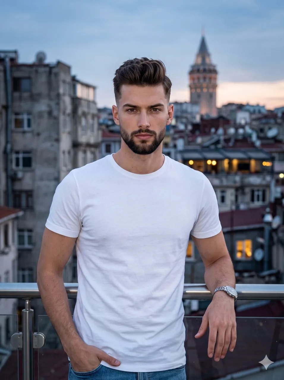 Portrait of a Young Male with Neat Beard and Dark Hair