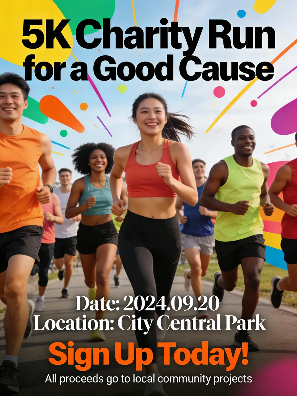Affiche de course caritative de 5 km énergique