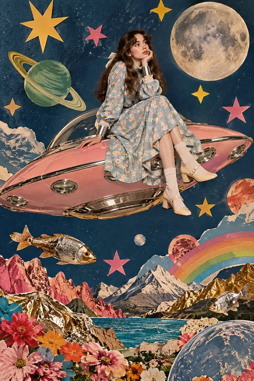 Vintage Retro-Futurism Paper Collage