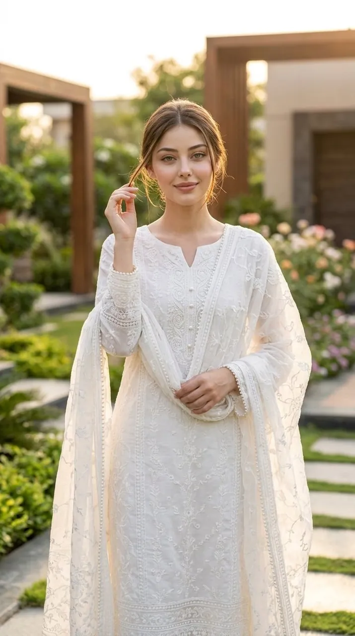 Retrato Elegante de Traje Salwar Indio