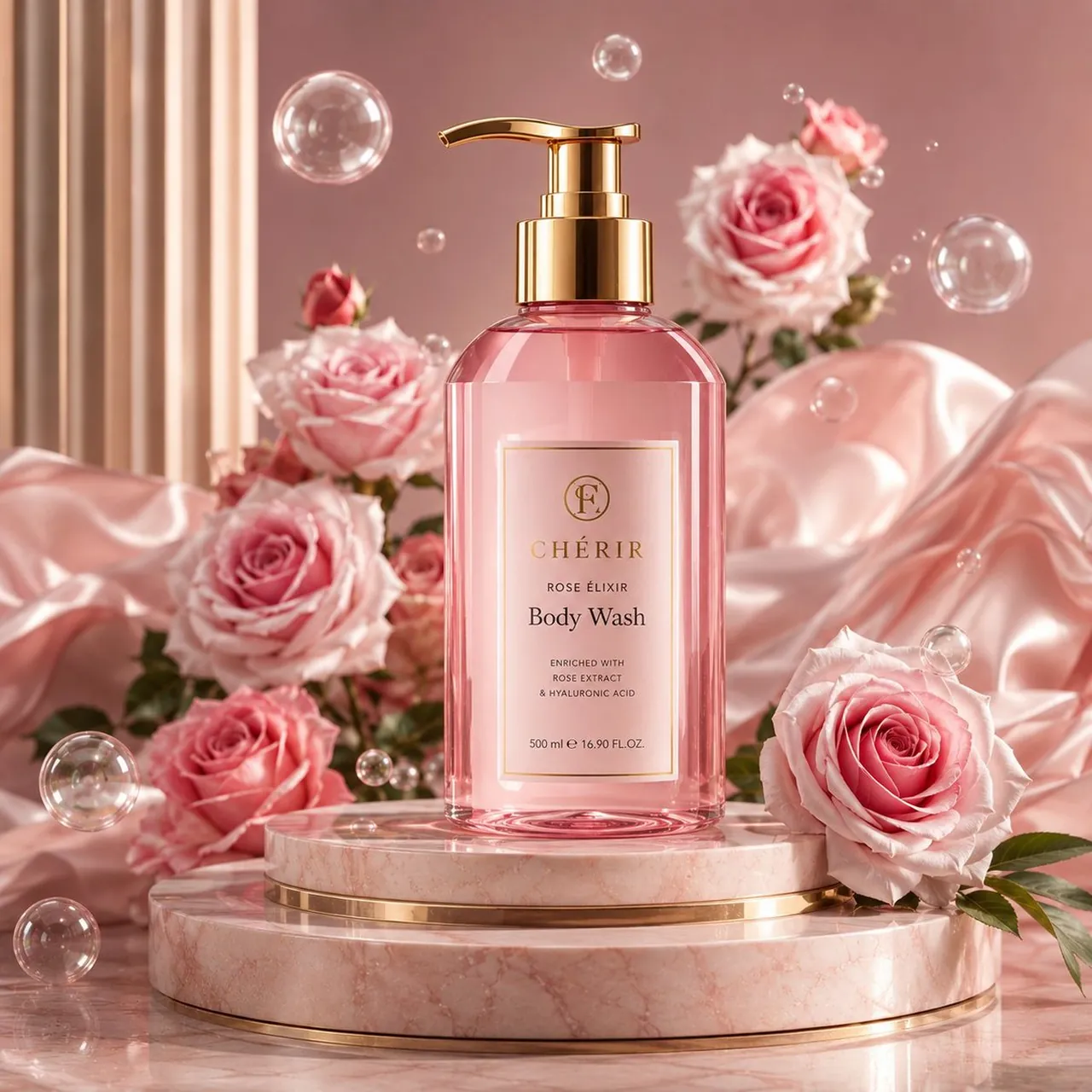 Pubblicità di profumo oro rosa