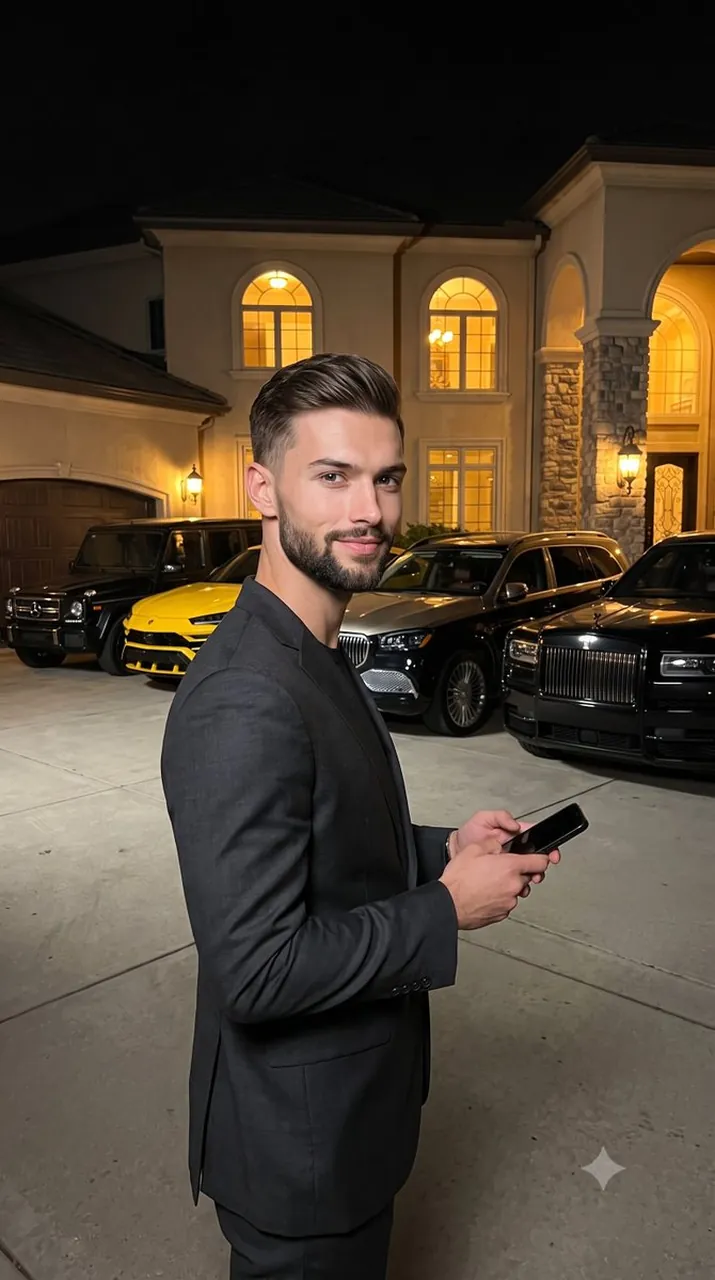 A young, conventionally attractive man with subtle stubble stands