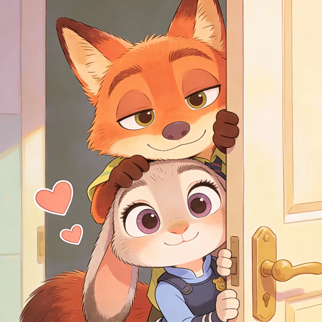 Nick and Judy Chibi Hand-Drawn Illustration