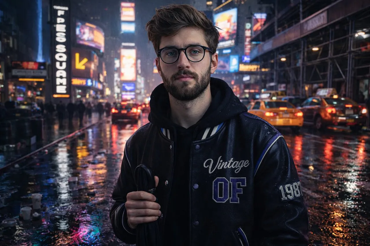 Komplexer strukturierter Prompt für eine regnerische Times-Square-Szene mit