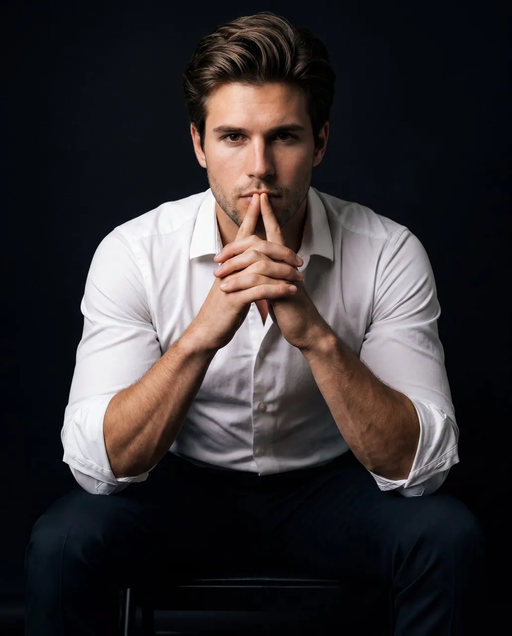 Intense Low-Key Studio Portrait