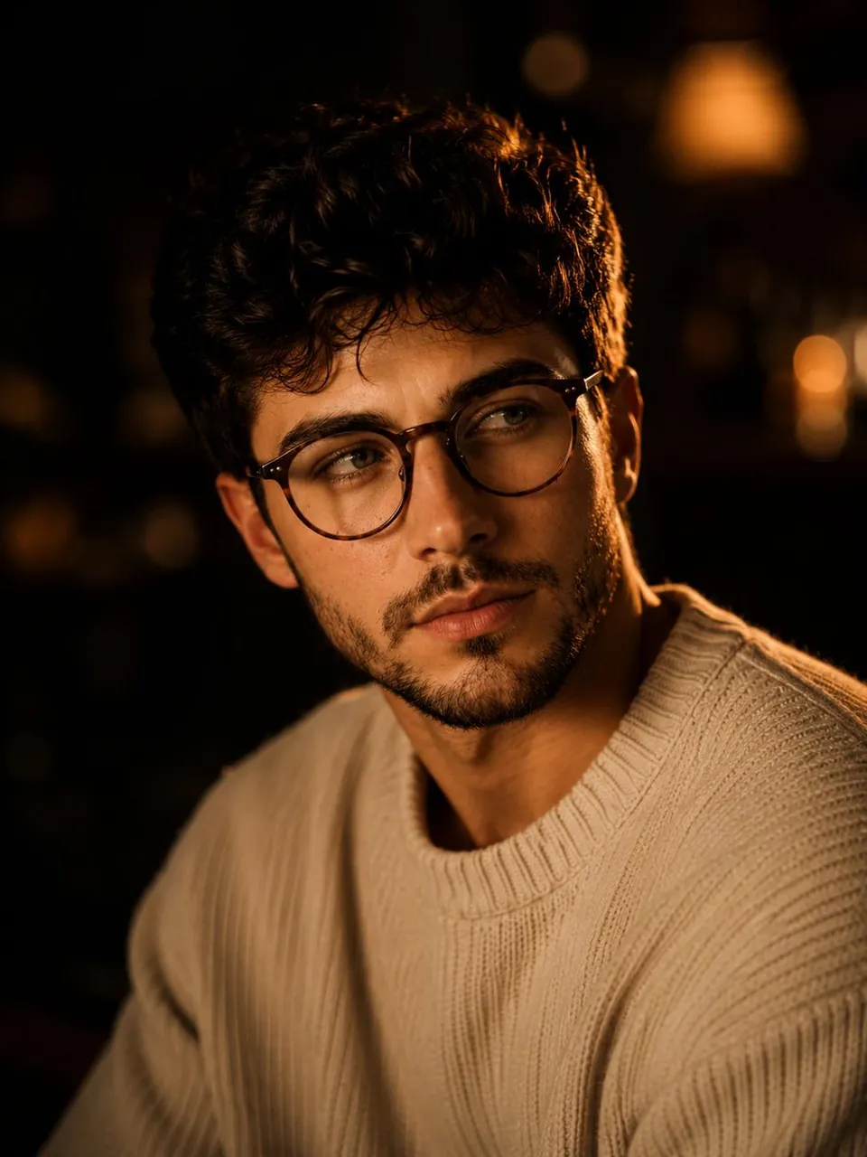 Ultra-realistic cinematic close-up portrait of a handsome young