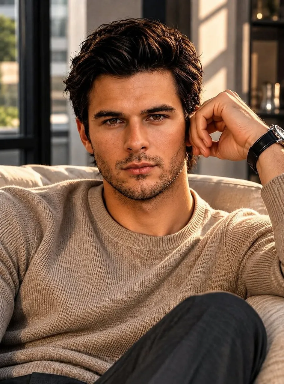 > Ultra-realistic cinematic portrait of a handsome young man