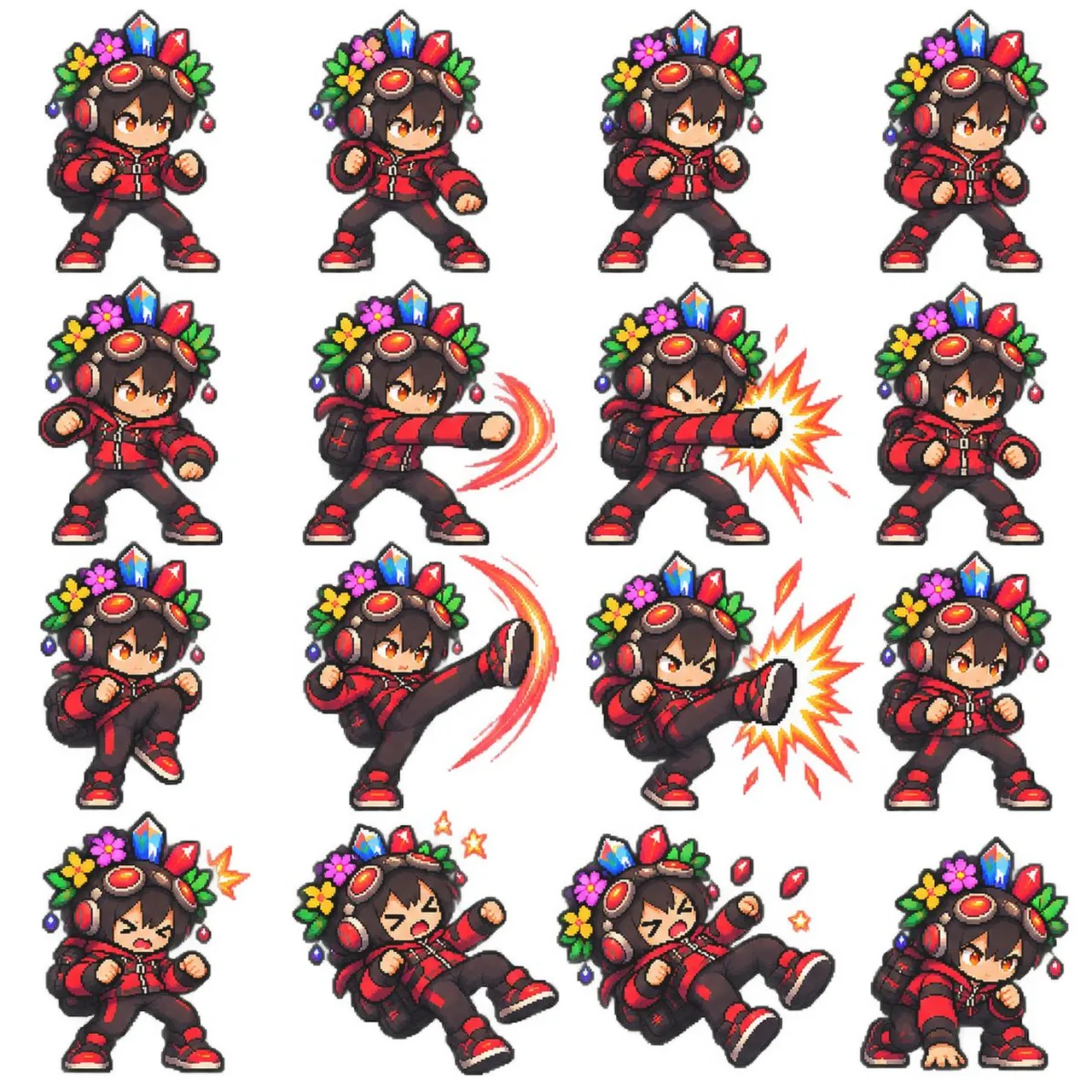 Chibi Pixel Fighter Sprite Sheet