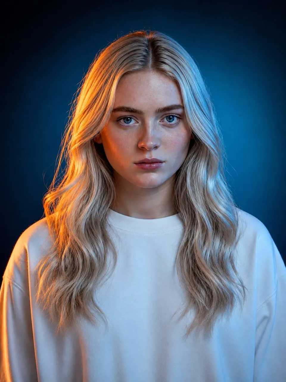 Orange and Blue Rim Light Studio Portrait